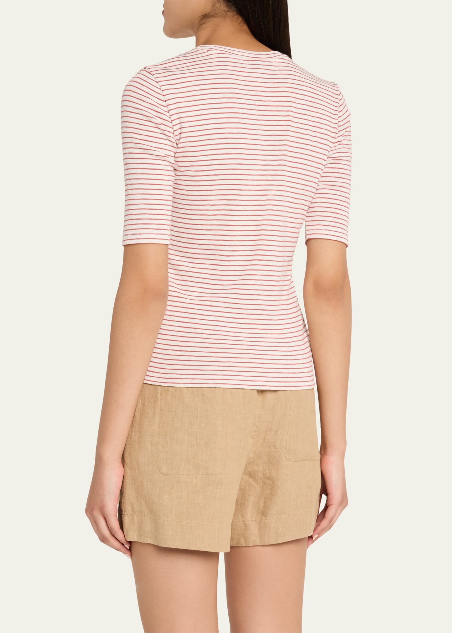 Stripe Elbow-Sleeve Top - 3