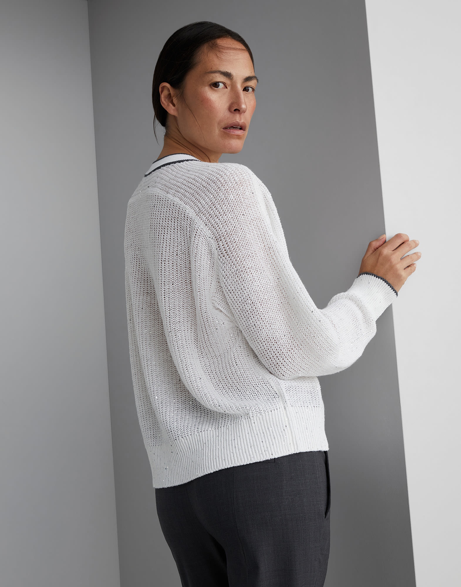 Linen English rib dazzling active sweater - 2