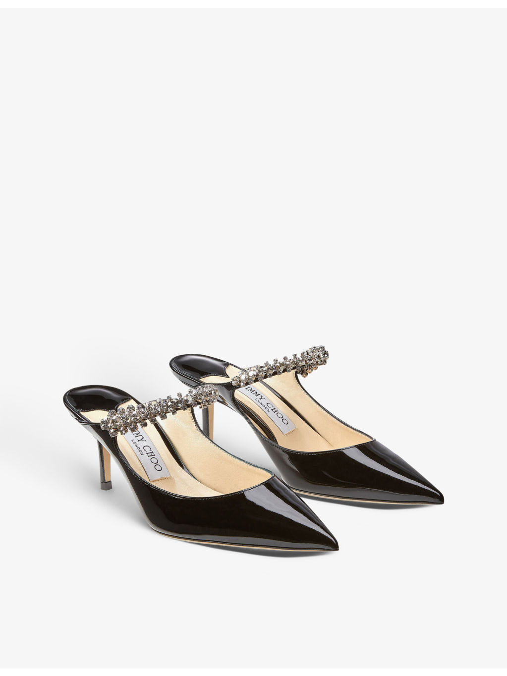 Bing 65 crystal-embellished patent-leather heeled mules - 4