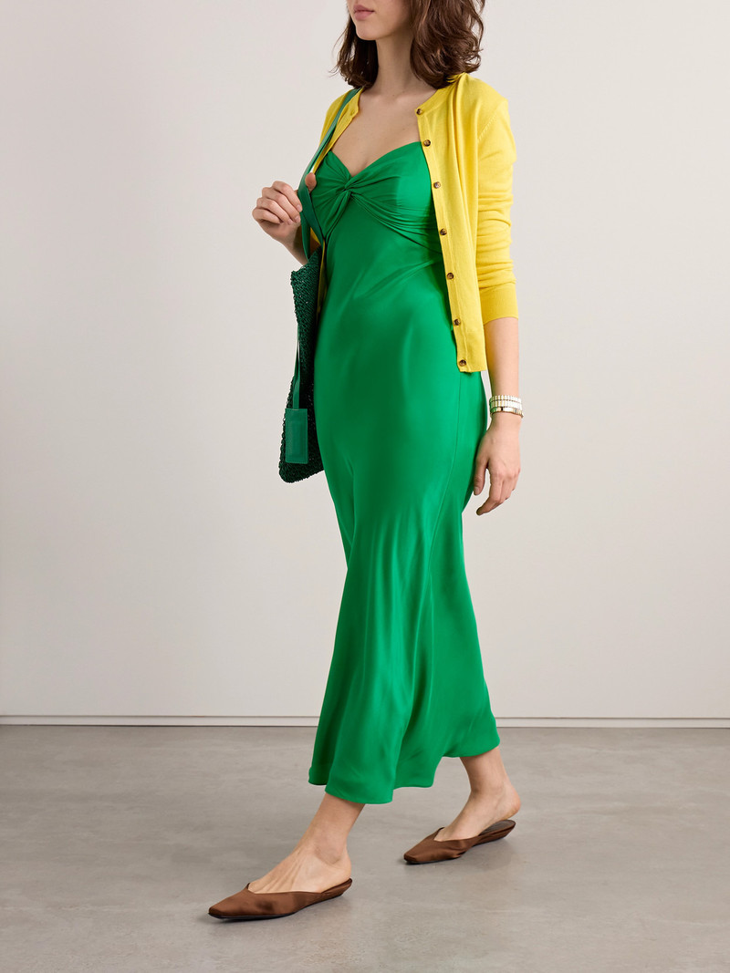 LA LIGNE Twist-front Cutout Silk Midi Dress outlook