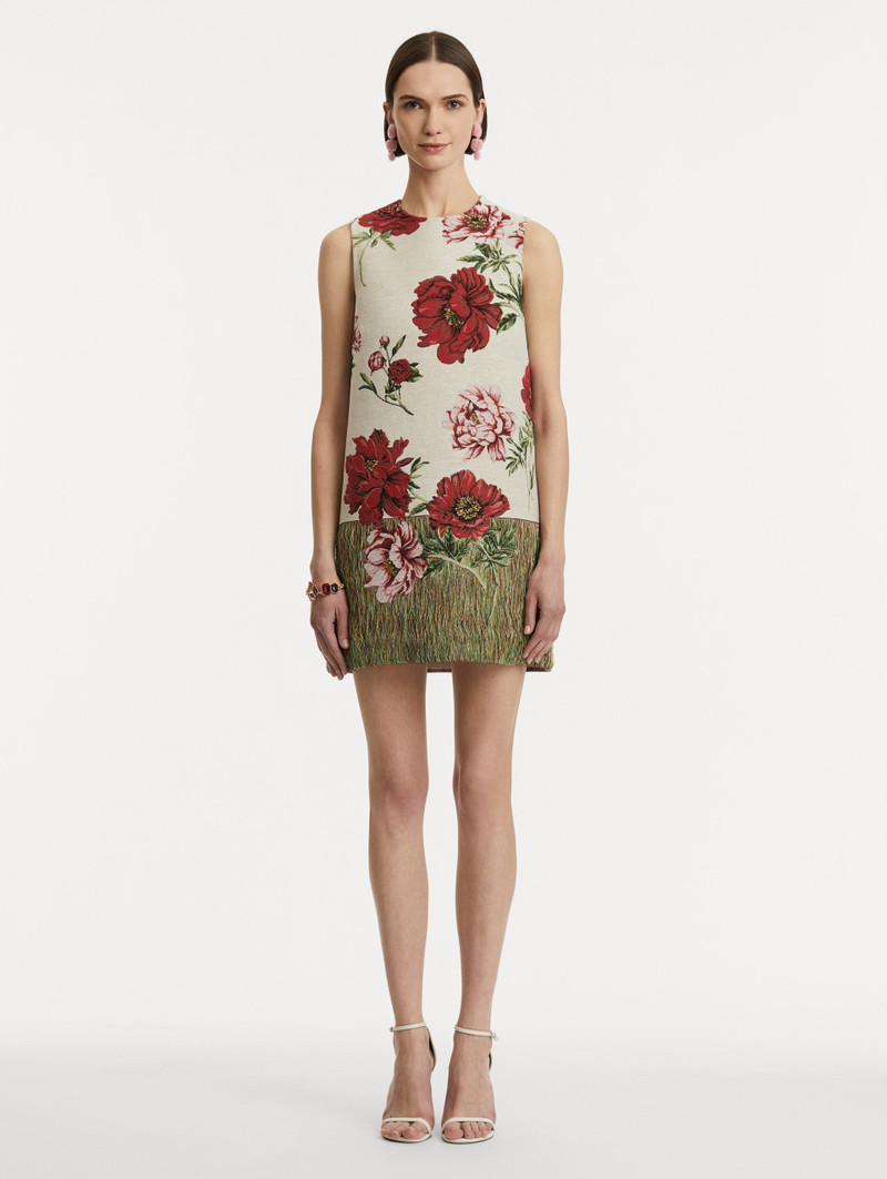 Oscar de la Renta PEONY UNRAVELED SHIFT DRESS outlook