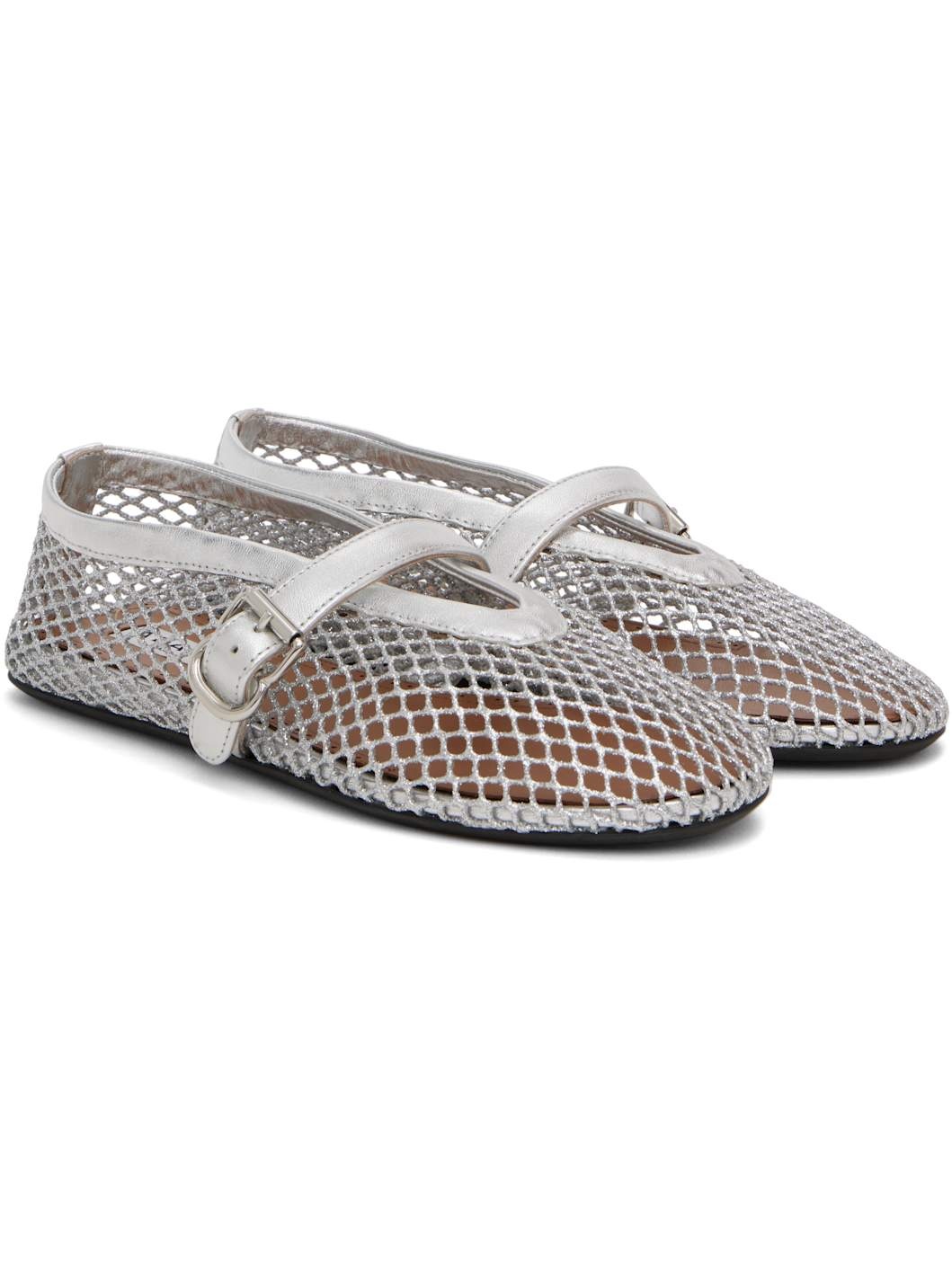 Silver Fishnet Ballerina Flats - 4