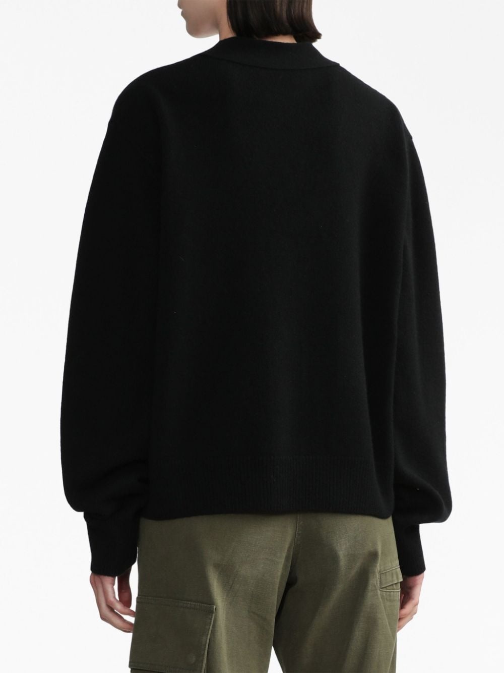 logo-print V-neck jumper - 4