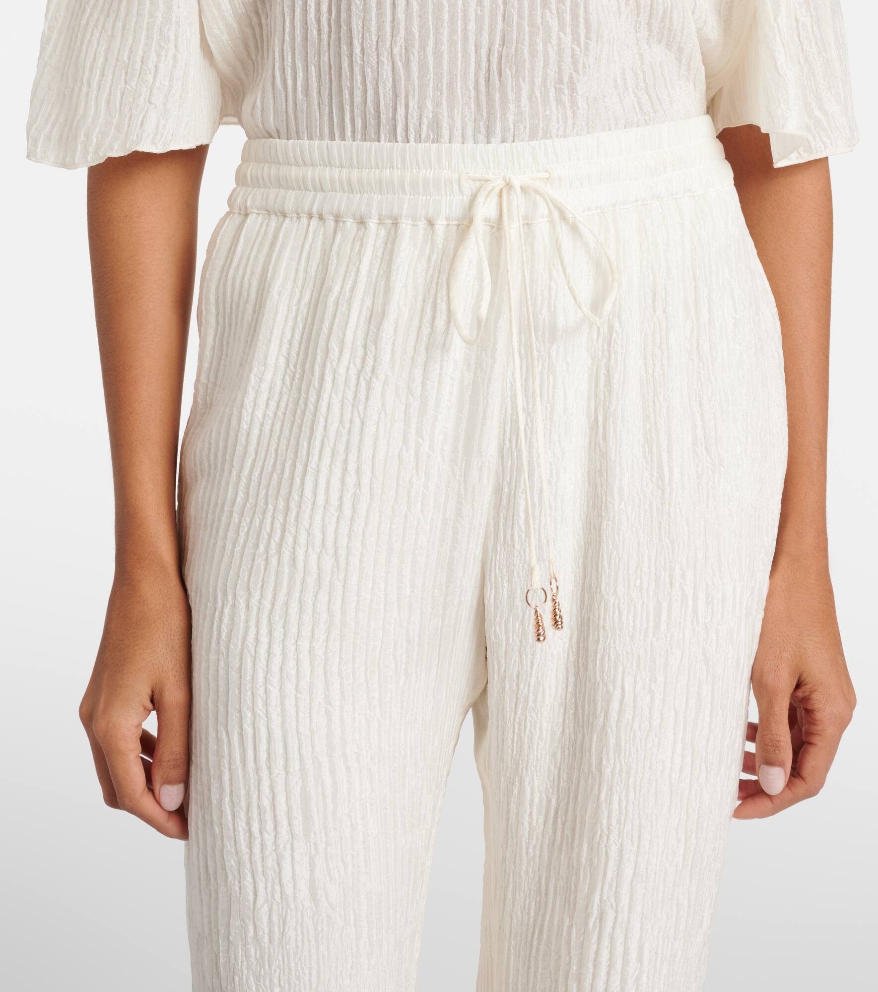 Claud plissé silk flared pants - 4