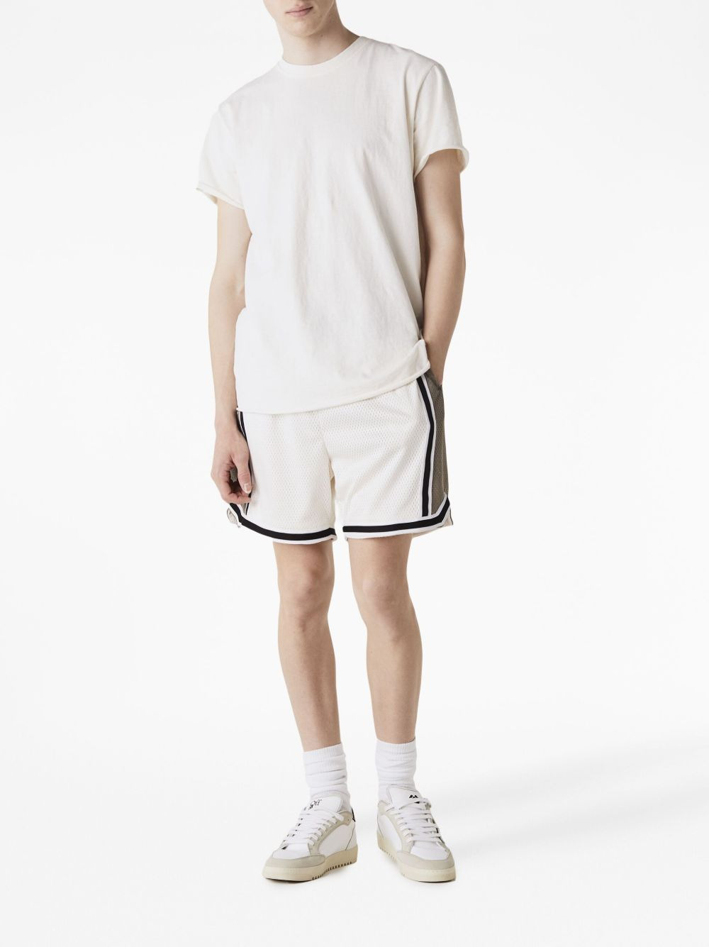 drawstring-waist stripe-trim shortd - 2