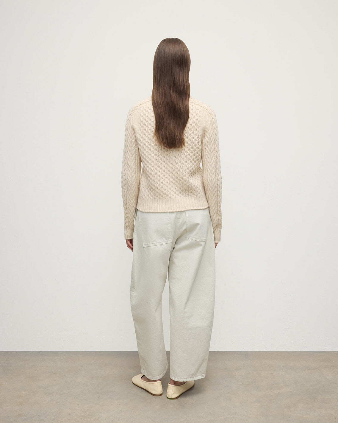 Aran Cable Cream Cashmere Jumper - 4