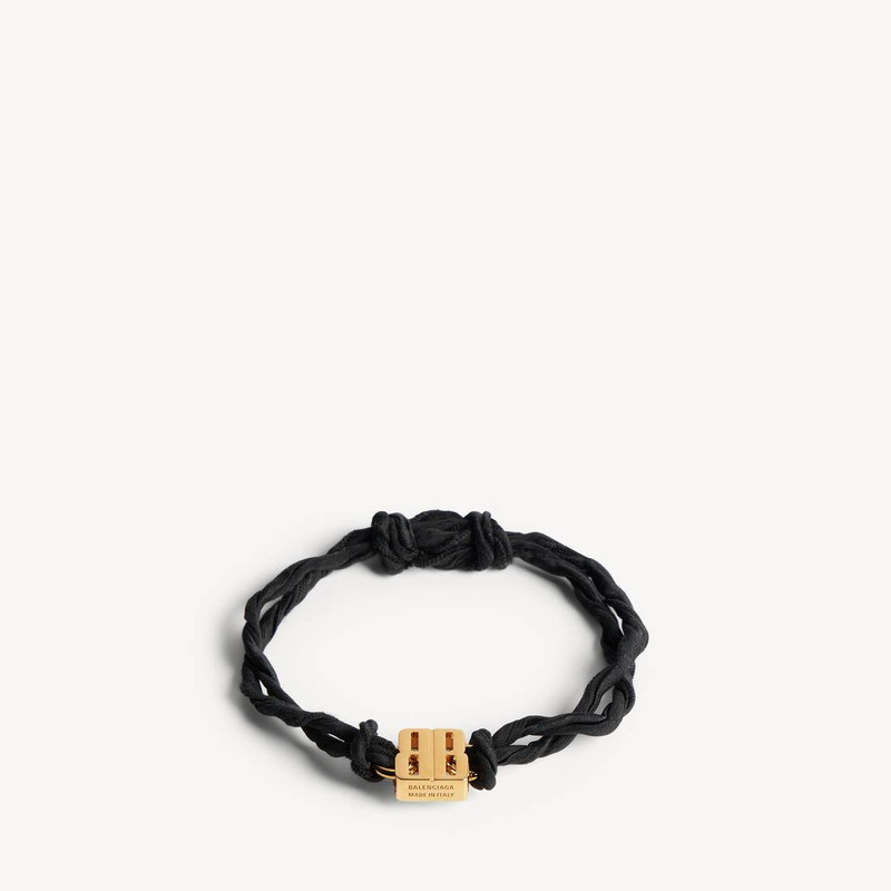 BALENCIAGA Women's Nano Ribbon Bb Bracelet in Black/shiny Gold outlook