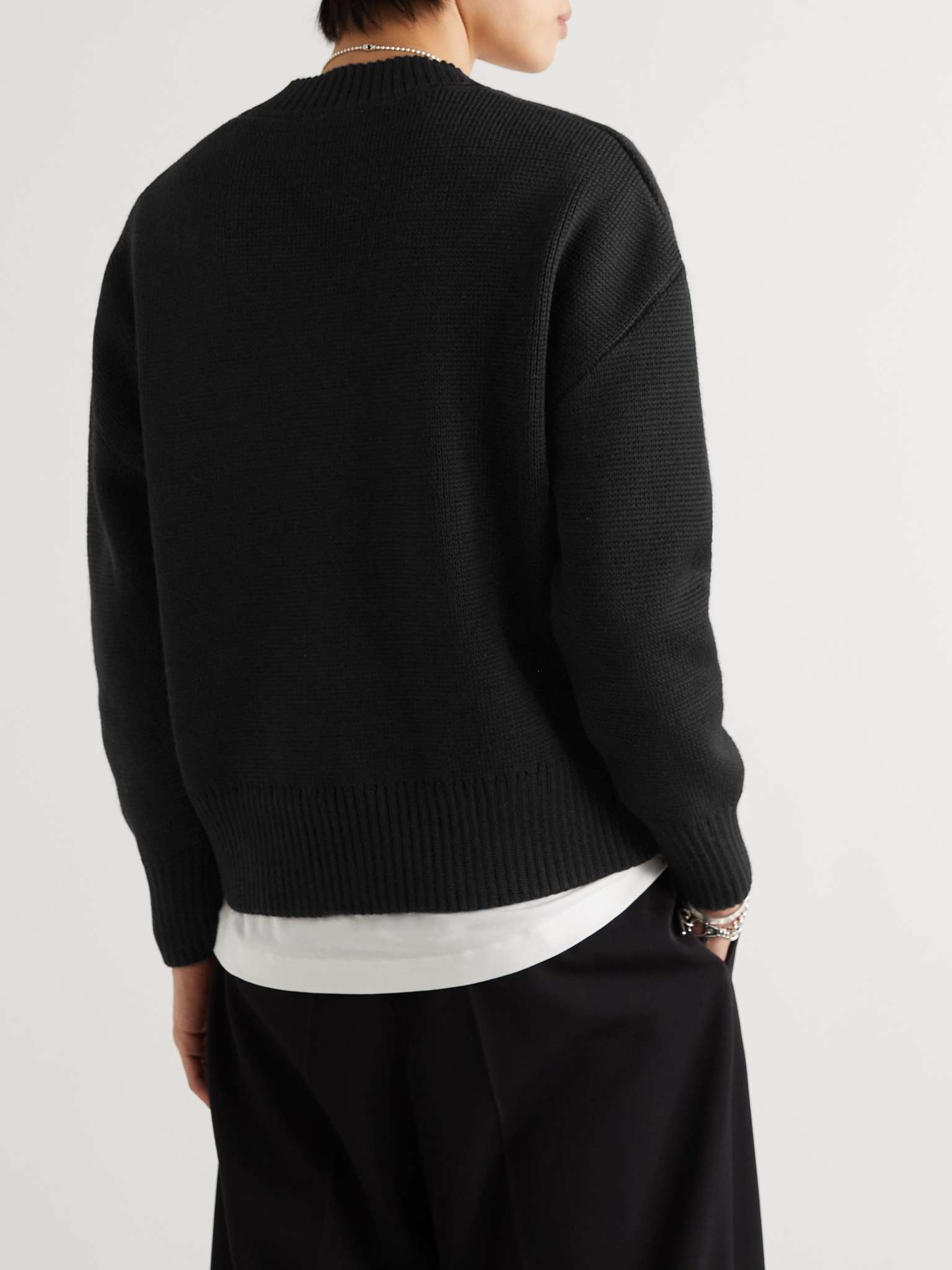 Oversized Logo-Embroidered Virgin Wool Sweater - 4