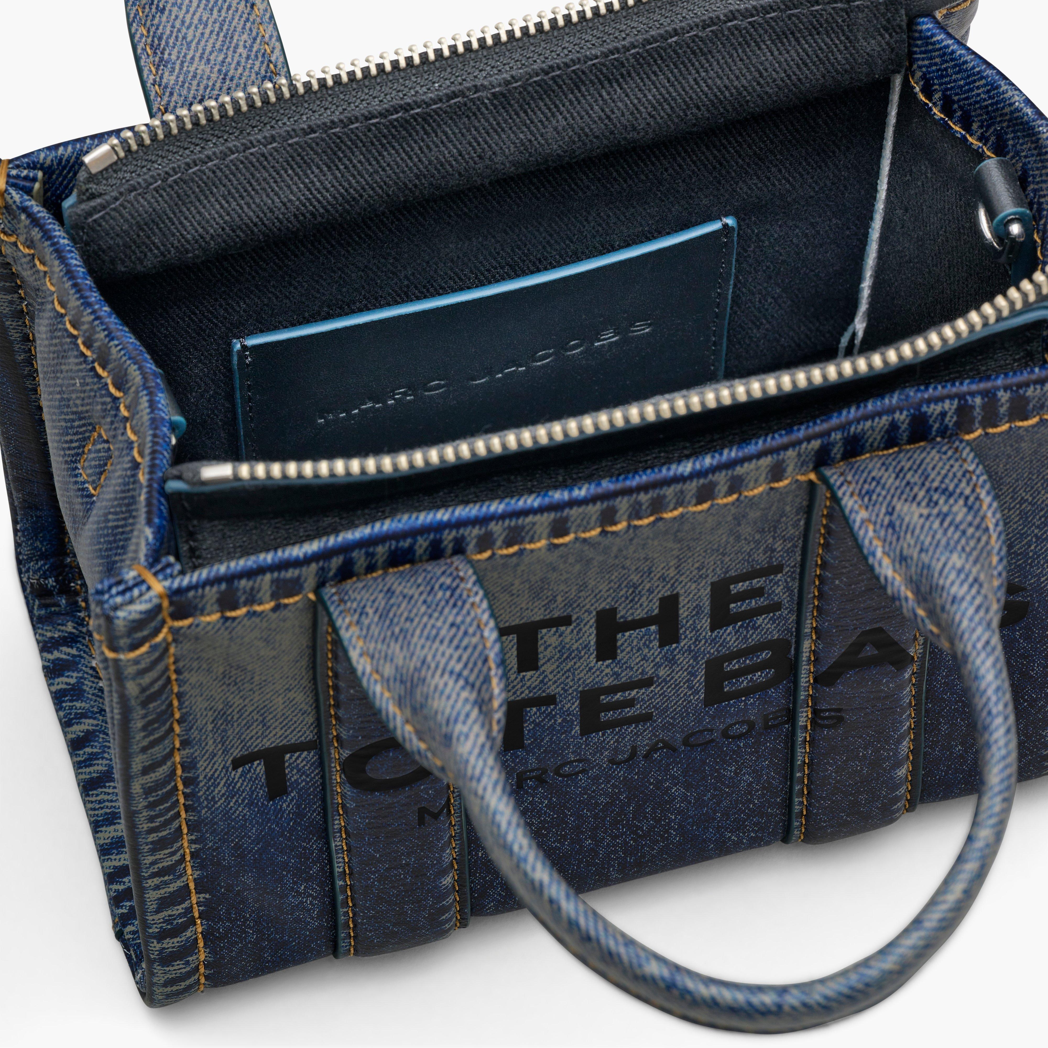THE DENIM-PRINTED LEATHER MINI TOTE BAG - 7