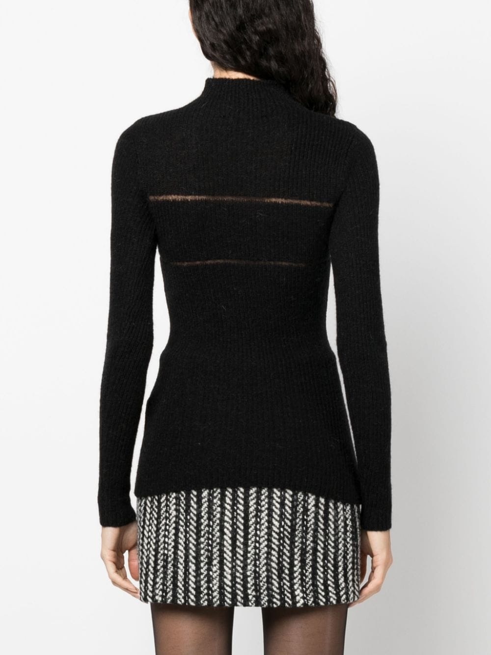 sheer-panel knitted jumper - 4