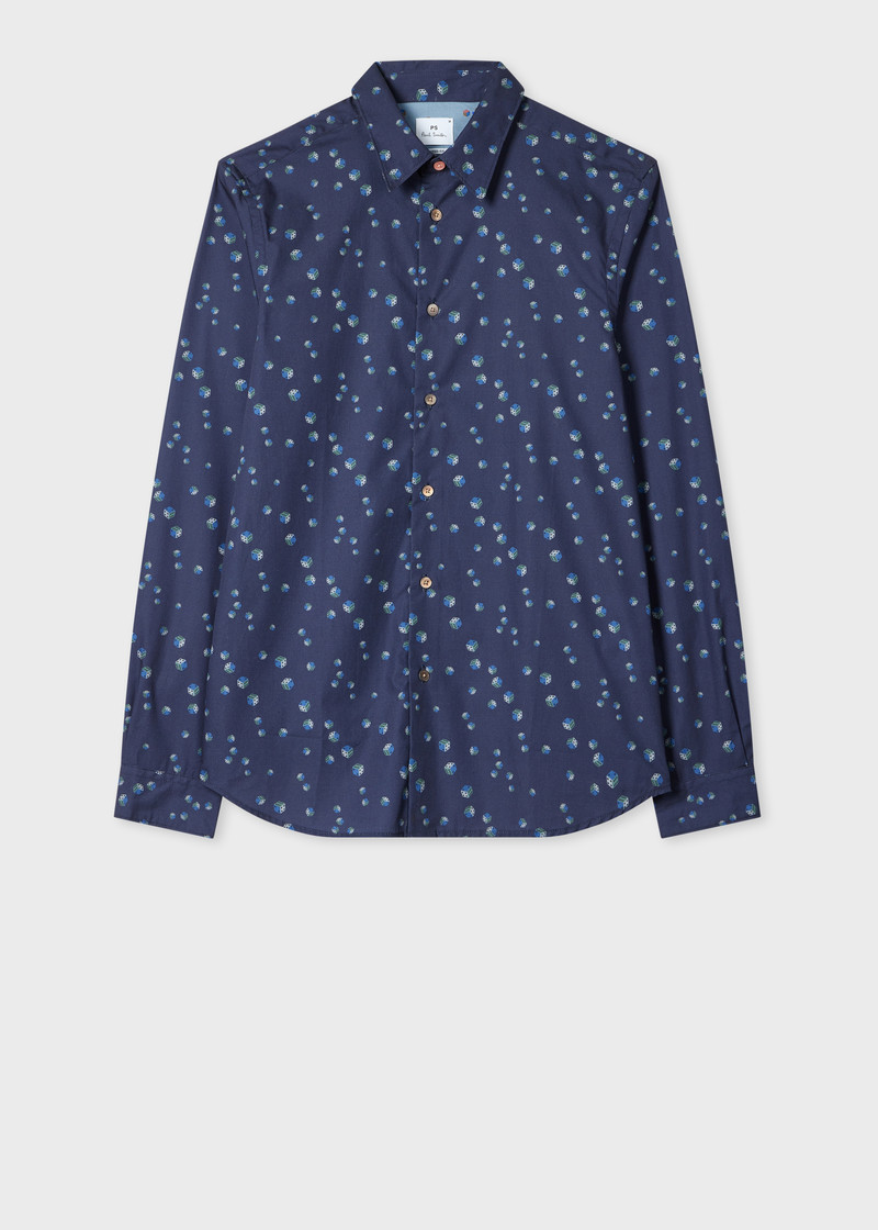 Tailored-Fit Navy 'Dice' Print Shirt 1