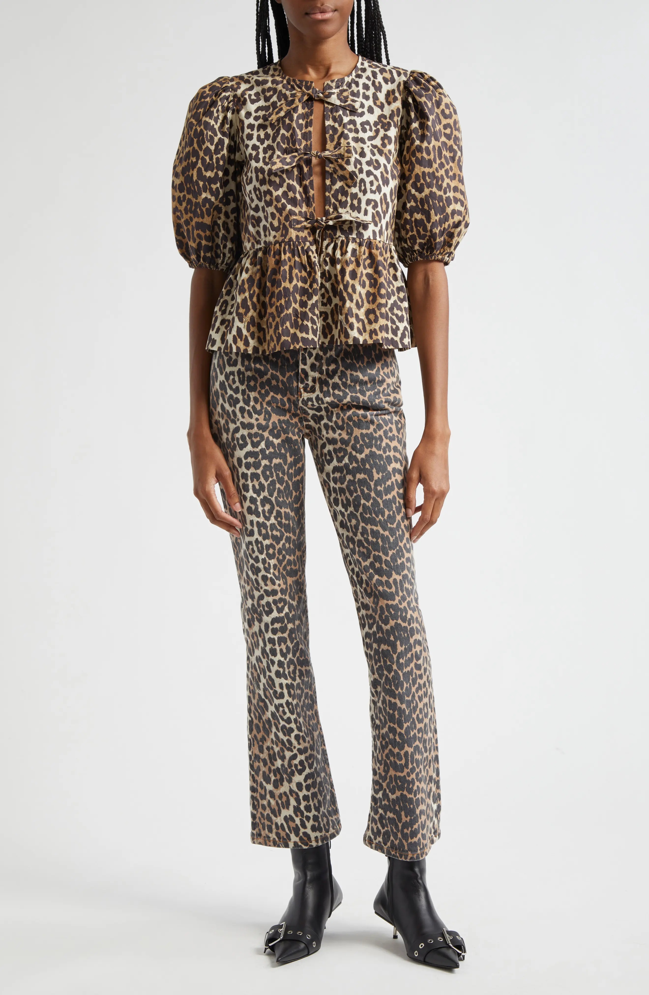 Ganni Betzy Leopard Stretch Organic Cotton Crop Jeans at Nordstrom - 2
