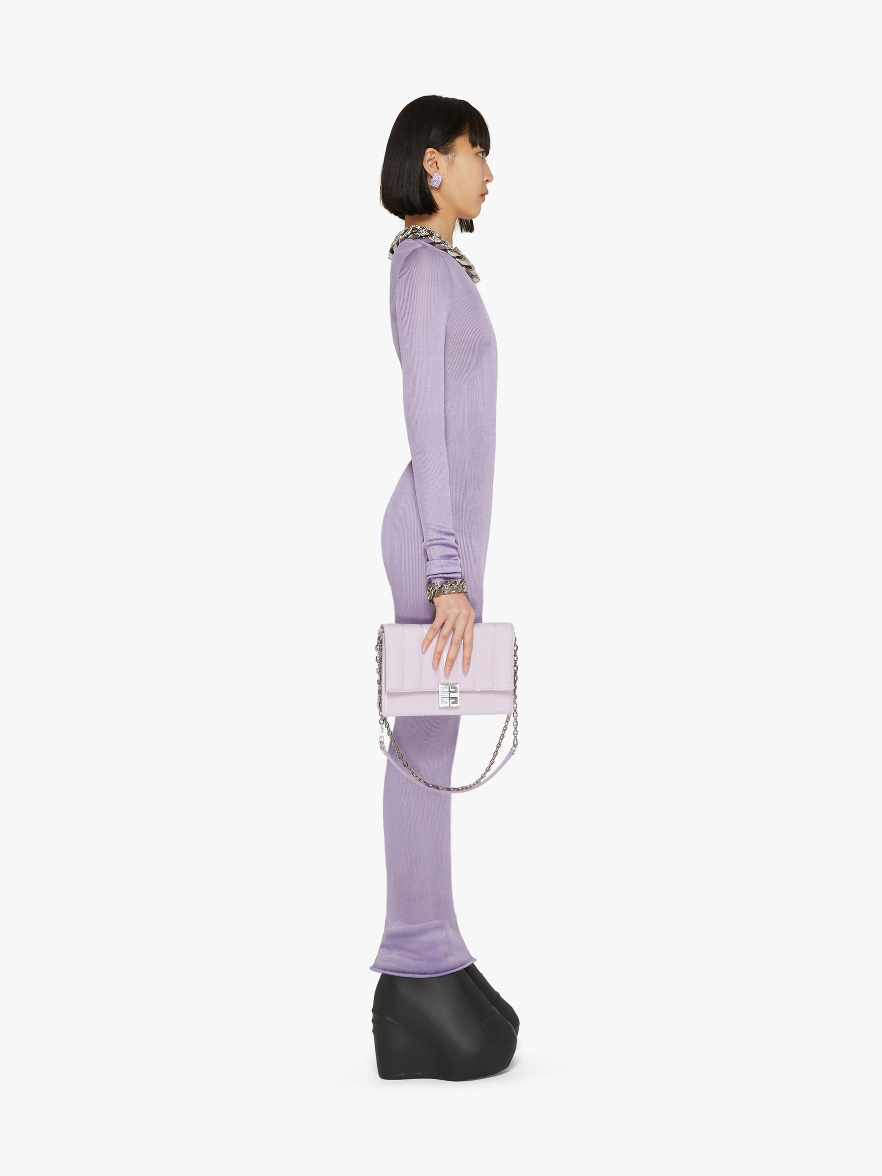 MEDIUM 4G BAG IN PADDED PATENT LEATHER WITH CHAIN - 2
