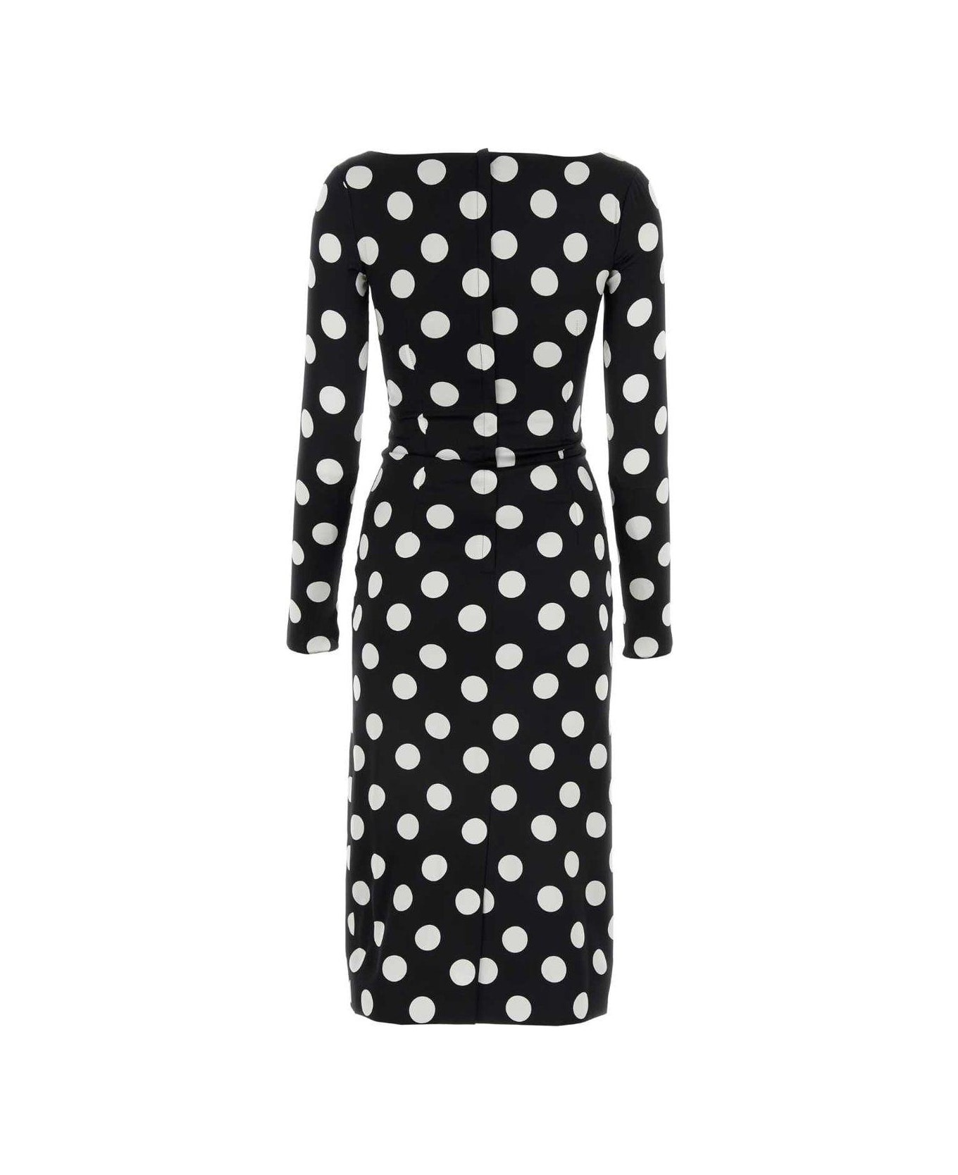 Polka-dot Printed Charmeuse Sheath Dress - 2