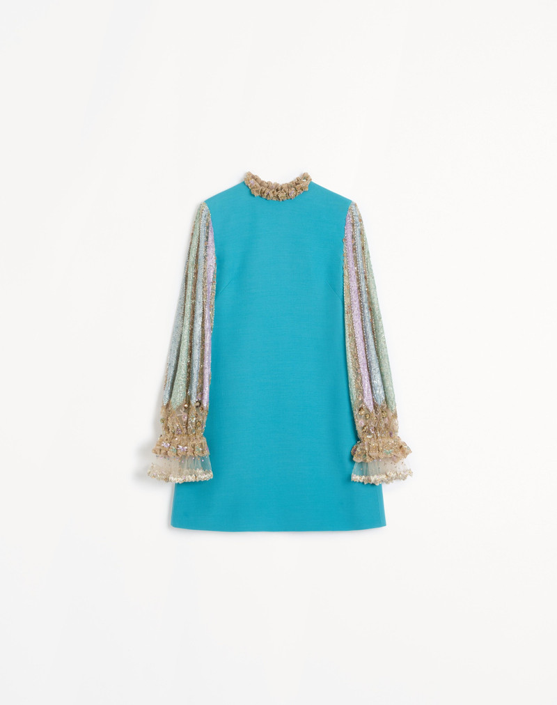 EMBROIDERED CREPE COUTURE SHORT DRESS - 1