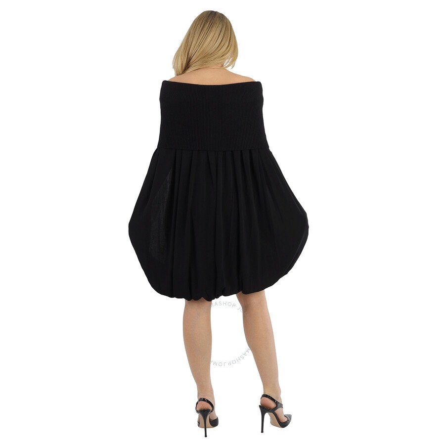 Burberry Black Wool And Crepe Off-the-shoulder Dress - 6