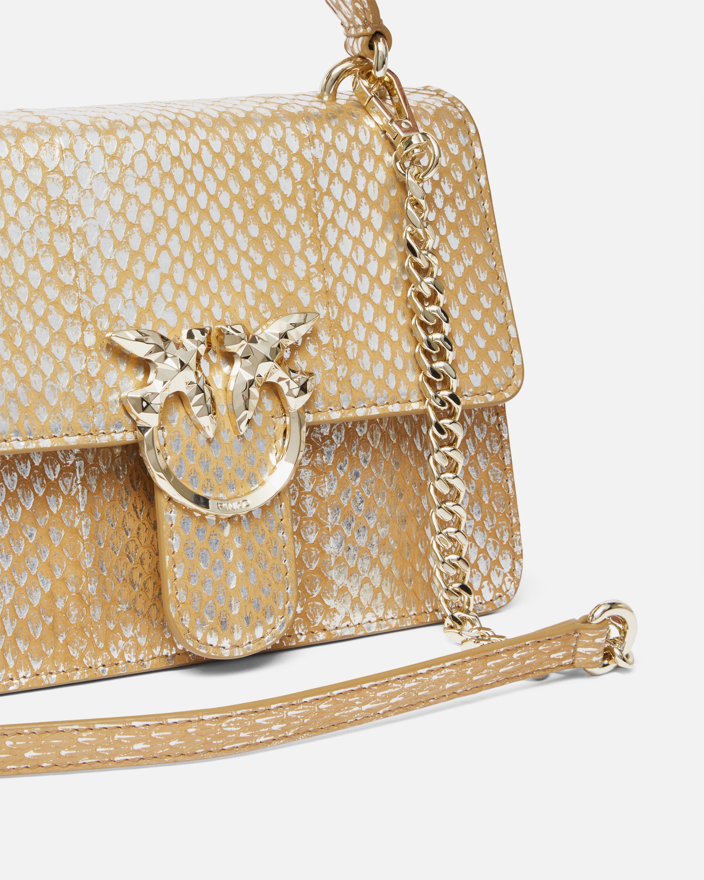 LAMINATED REPTILE HANDBAG WITH SHOULDER STRAP AND HANDLE PINKO GALLERIA - 3