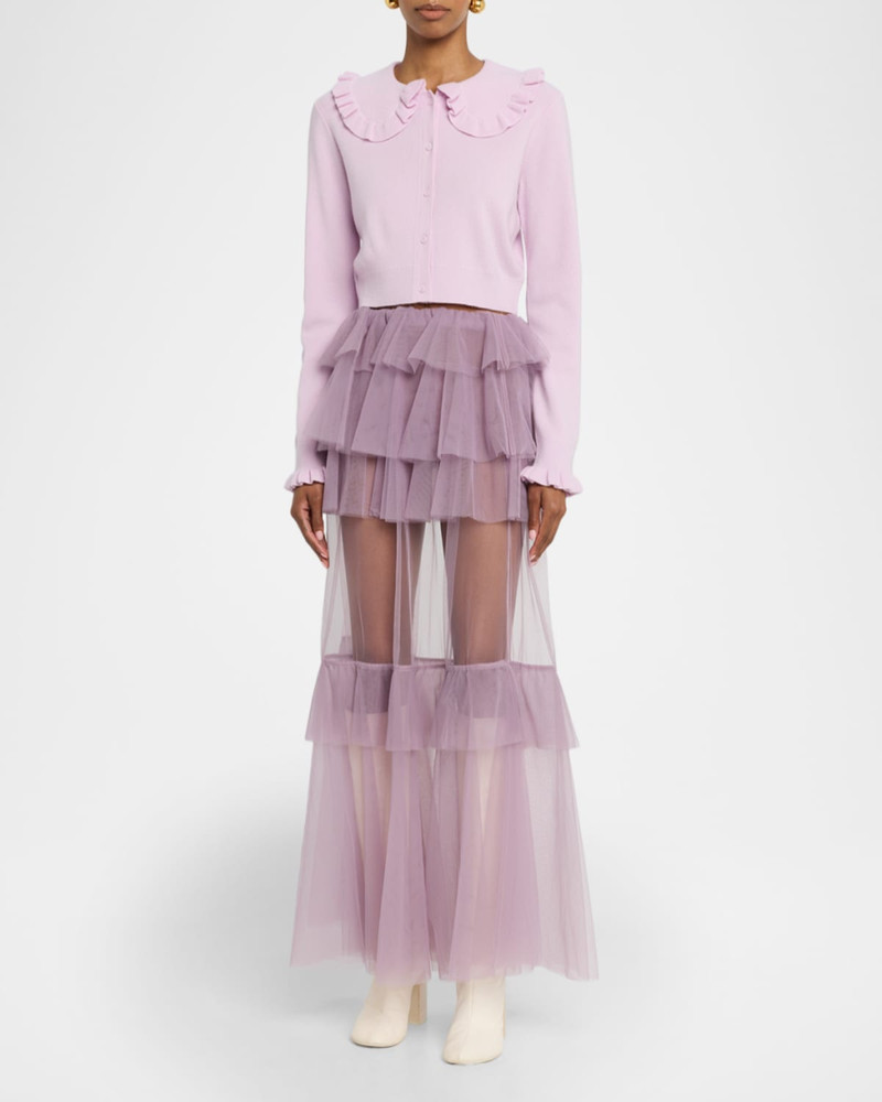 AKNVAS Kamomilla Ruffle-Trim Cardigan outlook