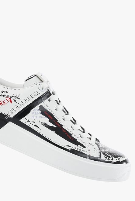 (Balmain)RED - Smooth black and white leather B-Court sneakers - 6