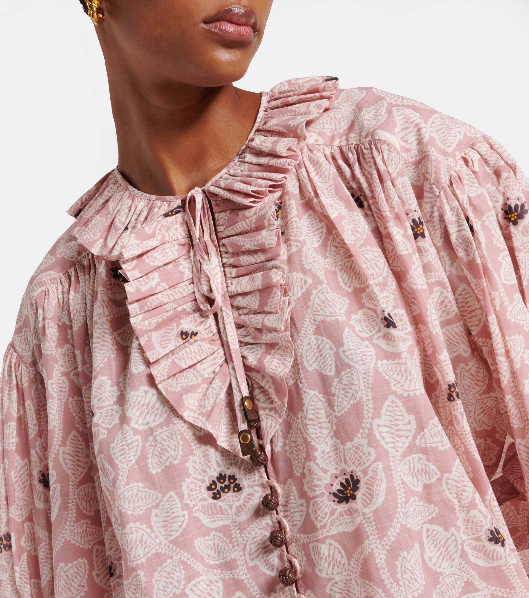 Ottie ruffled floral cotton top - 5