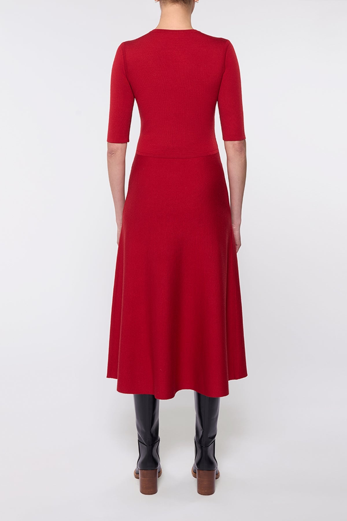 Seymore Knit Dress in Scarlet Red Merino Wool Cashmere - 3