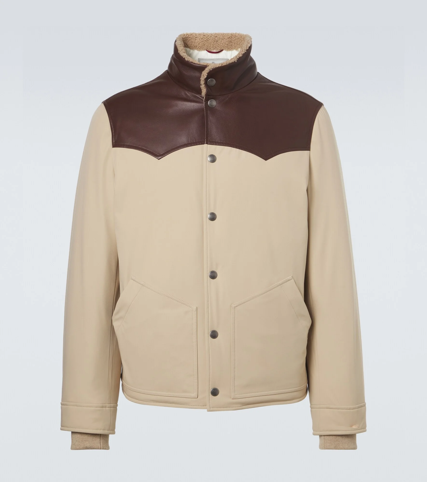 Leather-trimmed down jacket - 1