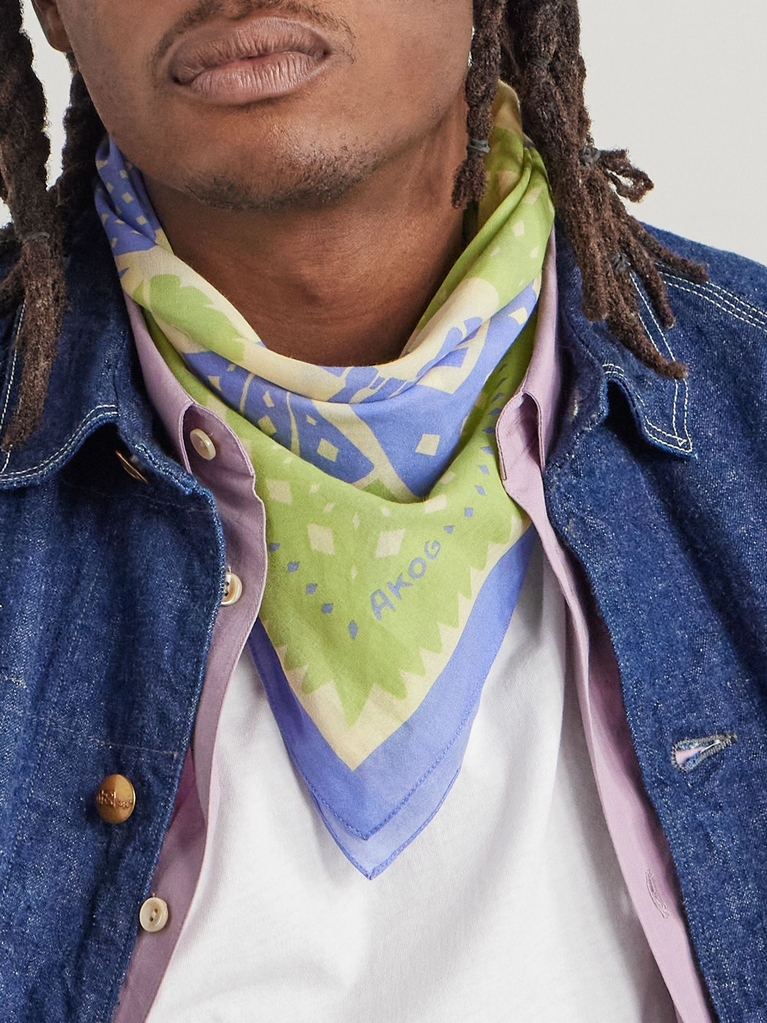 Babu Printed Cotton Bandana Green - 2