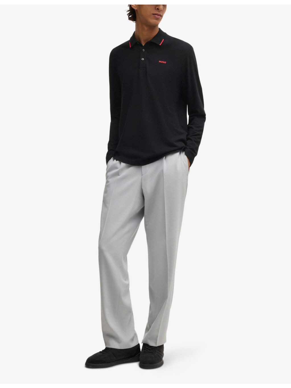Branded long-sleeved cotton polo shirt - 2