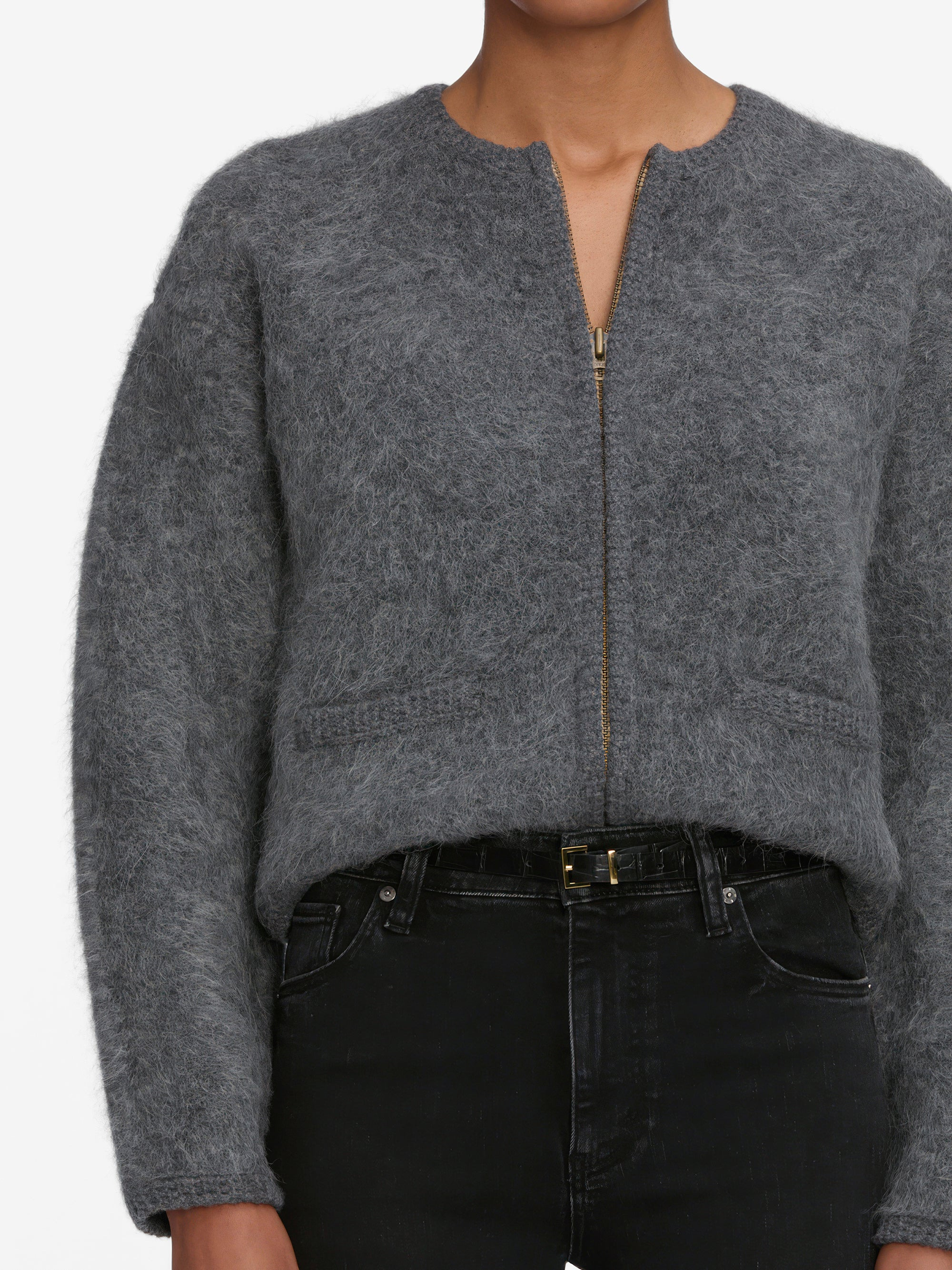 The Lofty Crochet Cardi in Dark Heather Grey - 4