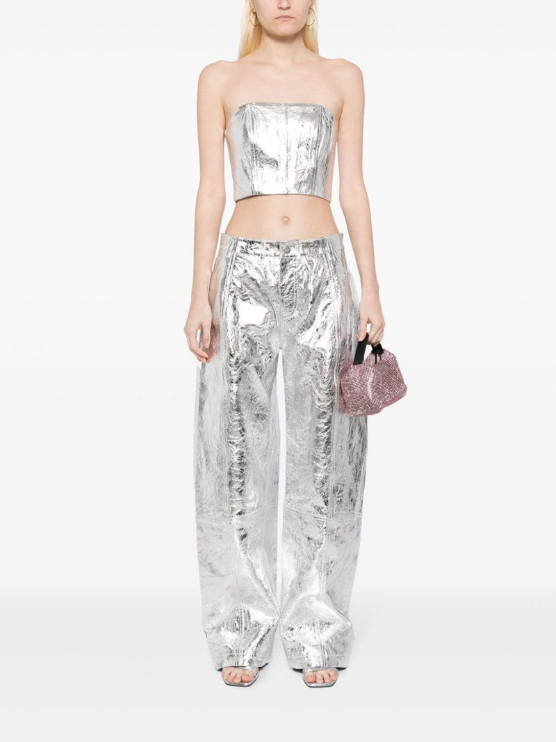 David Koma bandeau leather crop top outlook