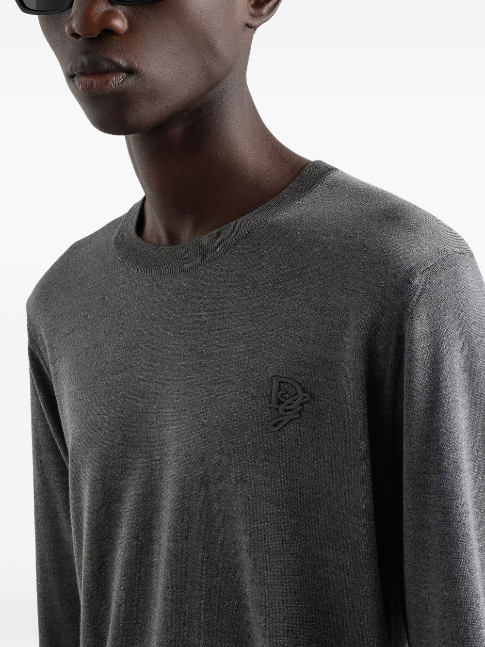 logo-embroidered silk sweater - 4