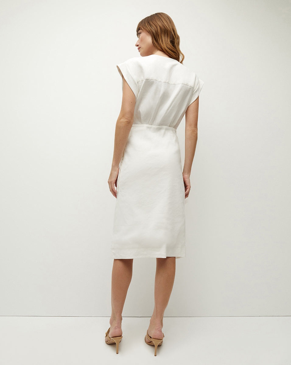 OCTAVIA STRETCH-LINEN WRAP DRESS - 6