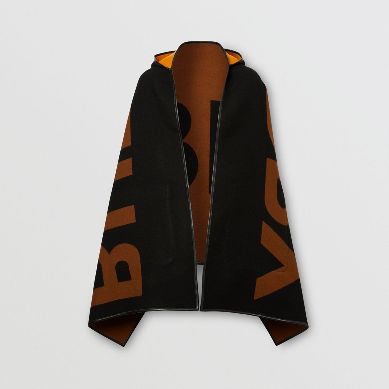 Logo Wool Cotton Jacquard Hooded Cape - 8