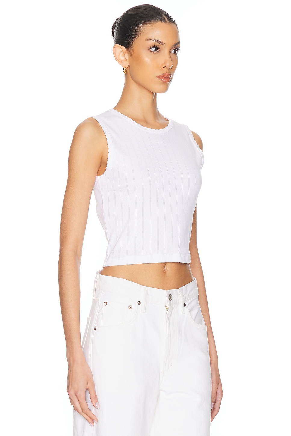 Pointelle Sleeveless Crewneck Top - 2
