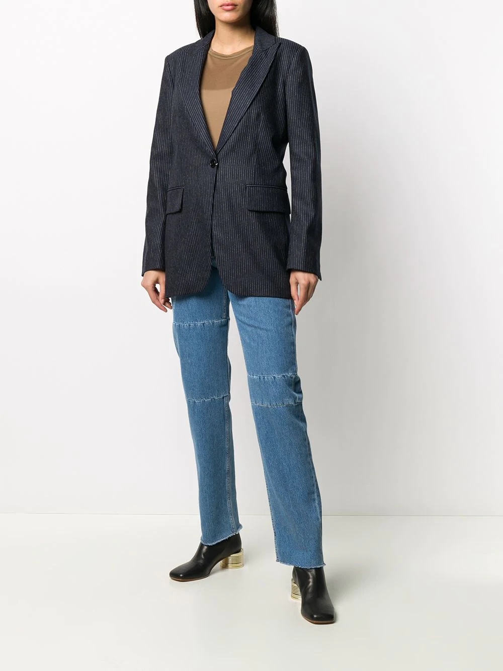 layered-slip pinstripe blazer - 6