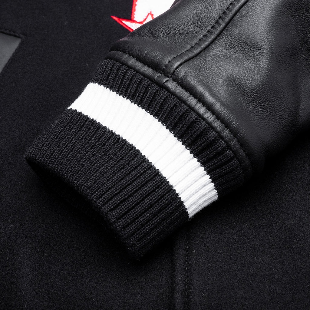 WIZ DICES LEA WOOL VARSITY JACKET - BLACK/WHITE - 7