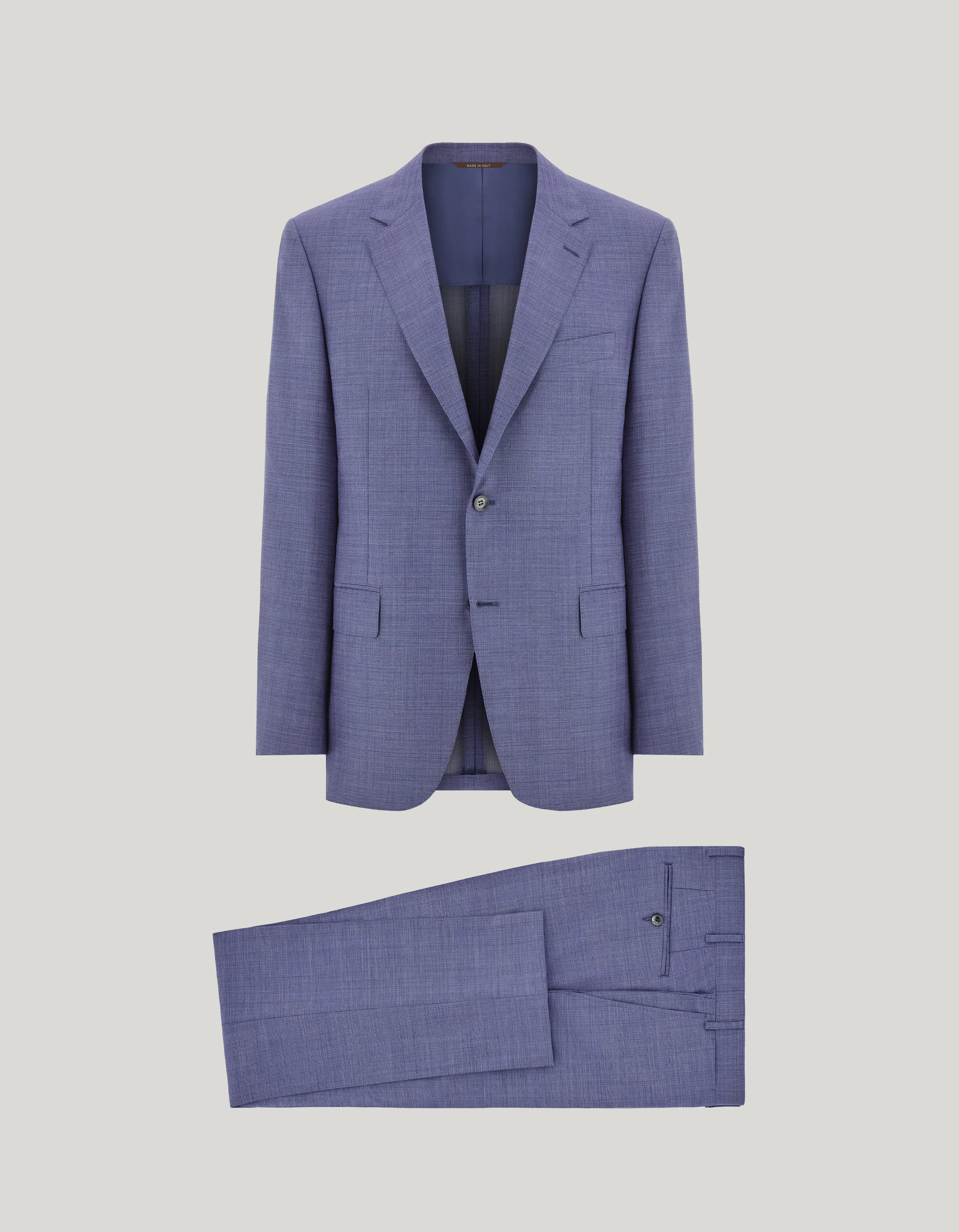 LIGHT BLUE DENIM-EFFECT WOOL REGULAR-FIT SUIT - 1