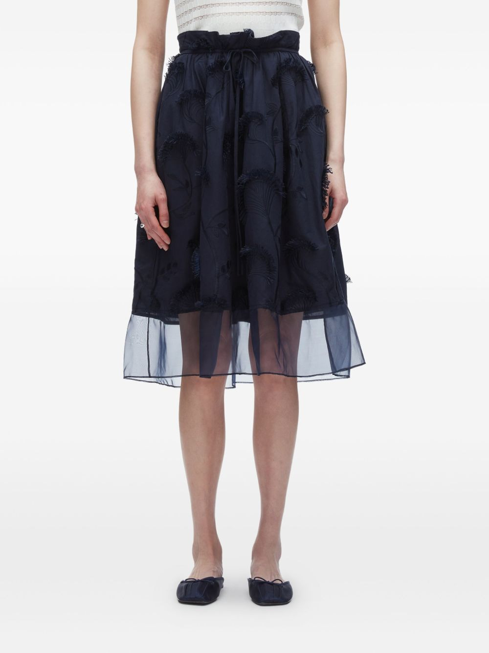 embroidered layered midi skirt - 3