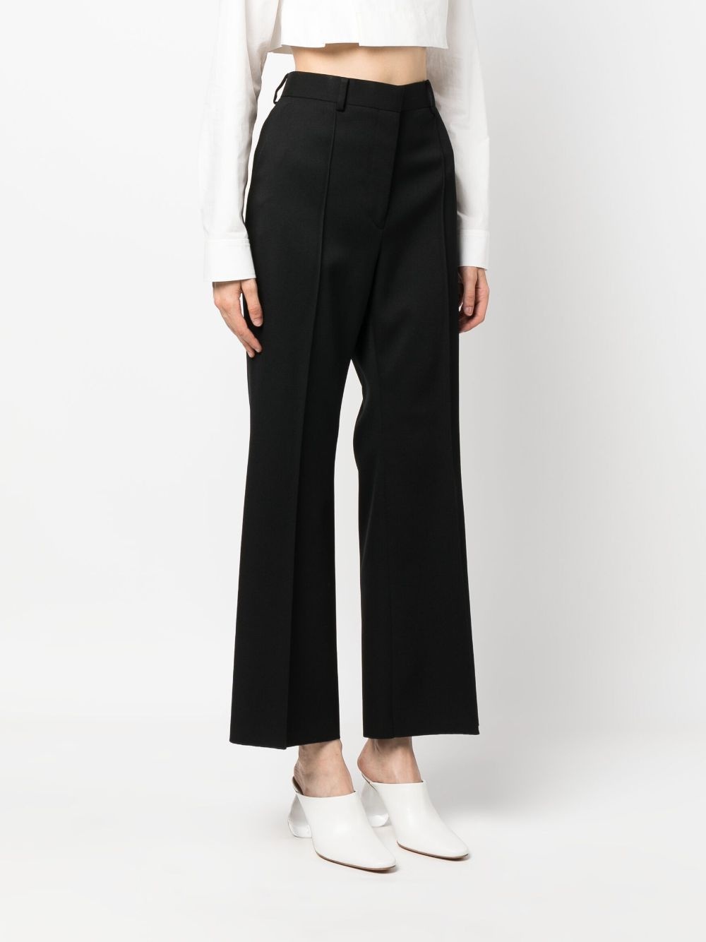flared cropped wool trousers - 3