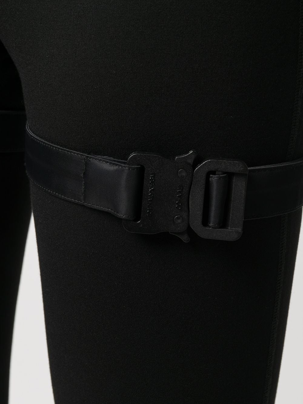 buckle detail asymmetric cuff leggings - 5