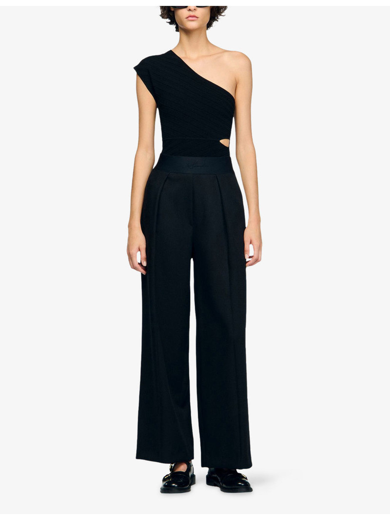 Sandro One-Shoulder Cut-Out Stretch-Knit Bodysuit outlook