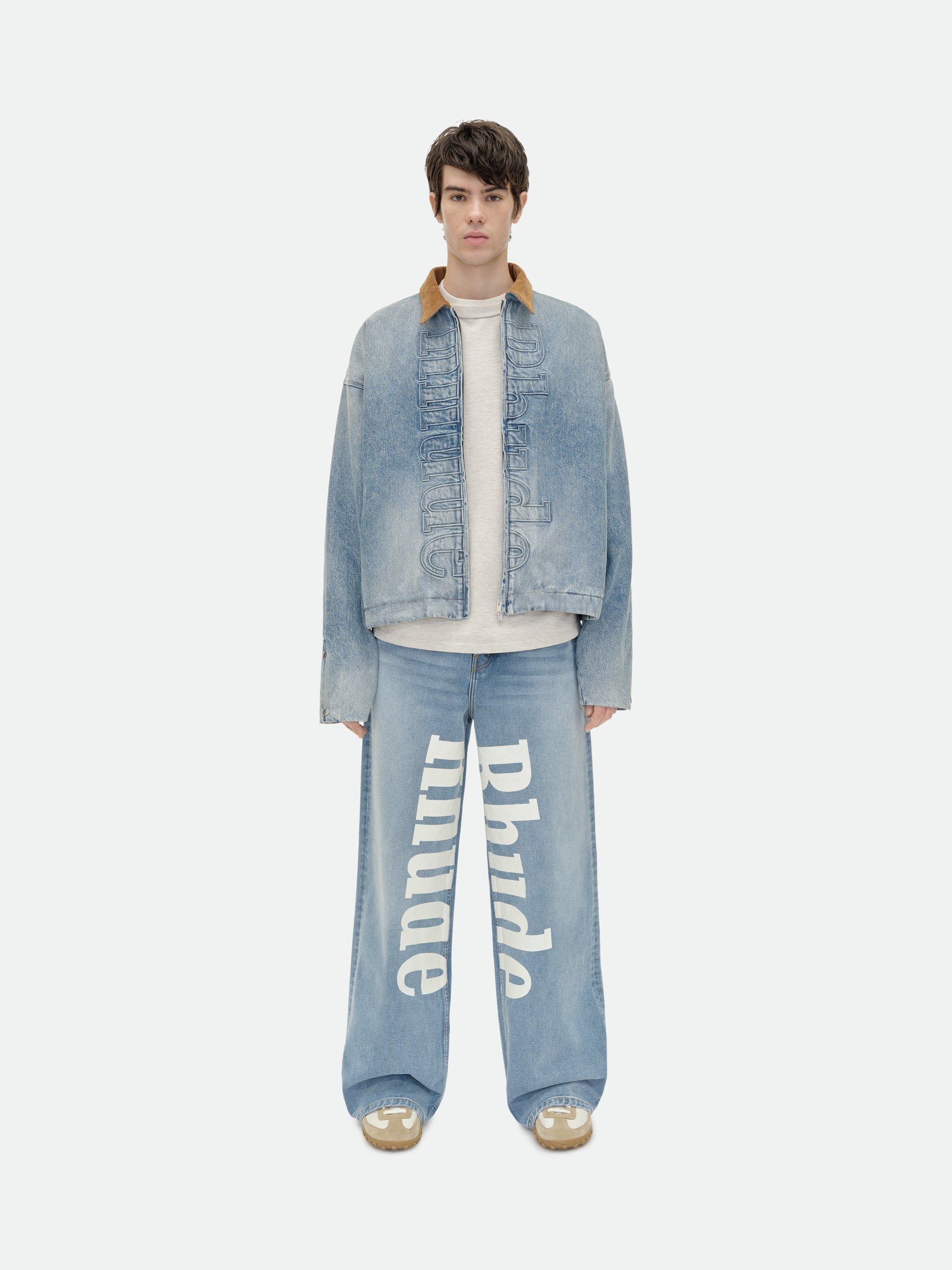 DENIM LOGO CORD COLLAR WORK JACKET - 2