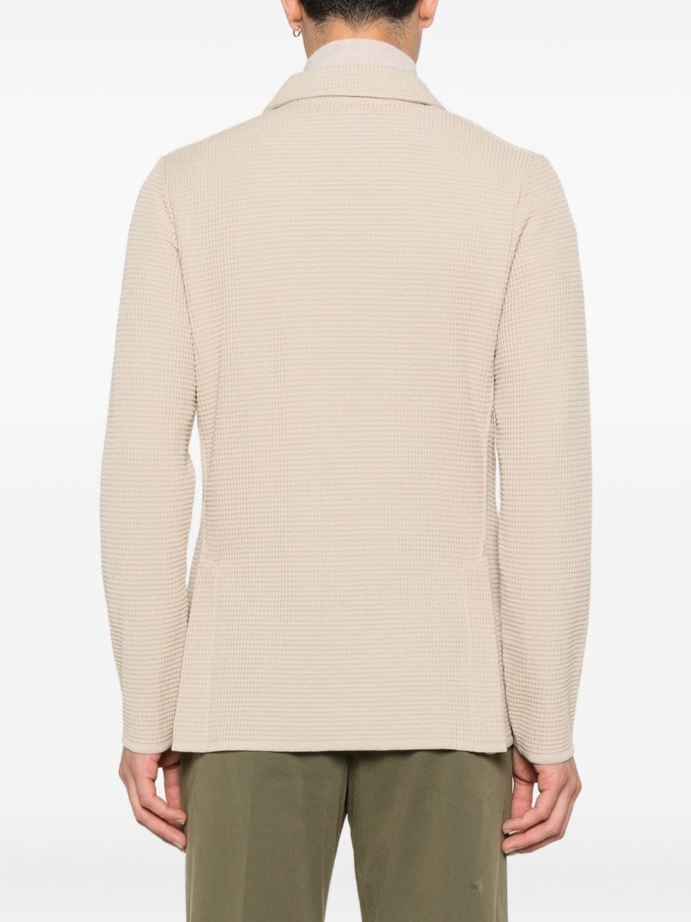 double-breasted waffle-textured jacket - 4