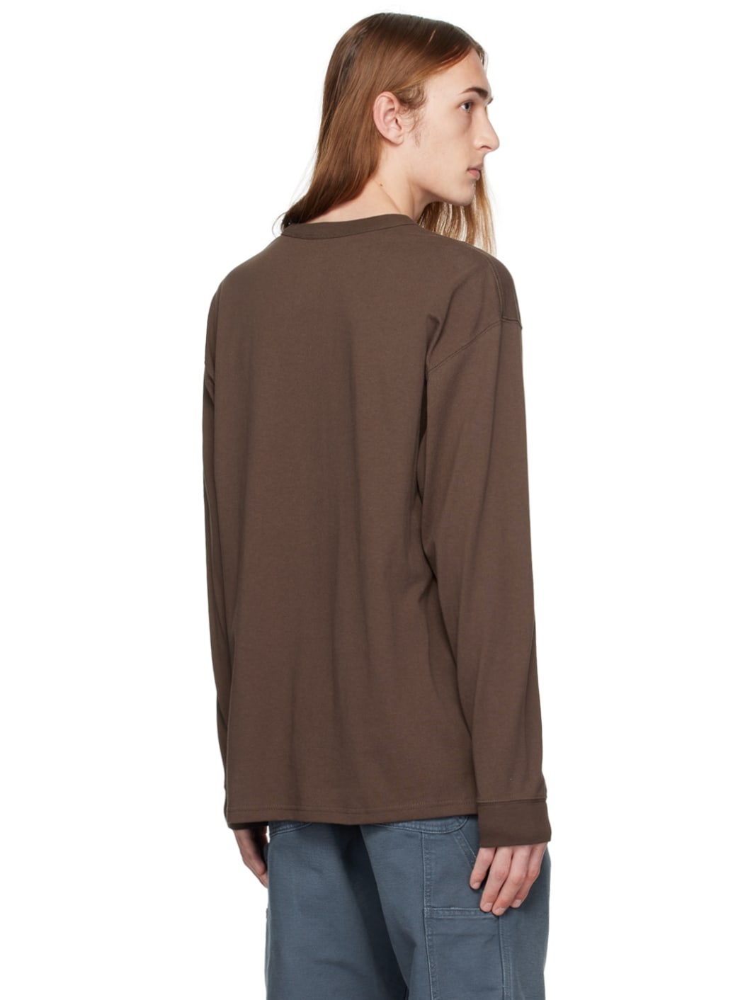 Brown Embroidered Long Sleeve T-Shirt - 3