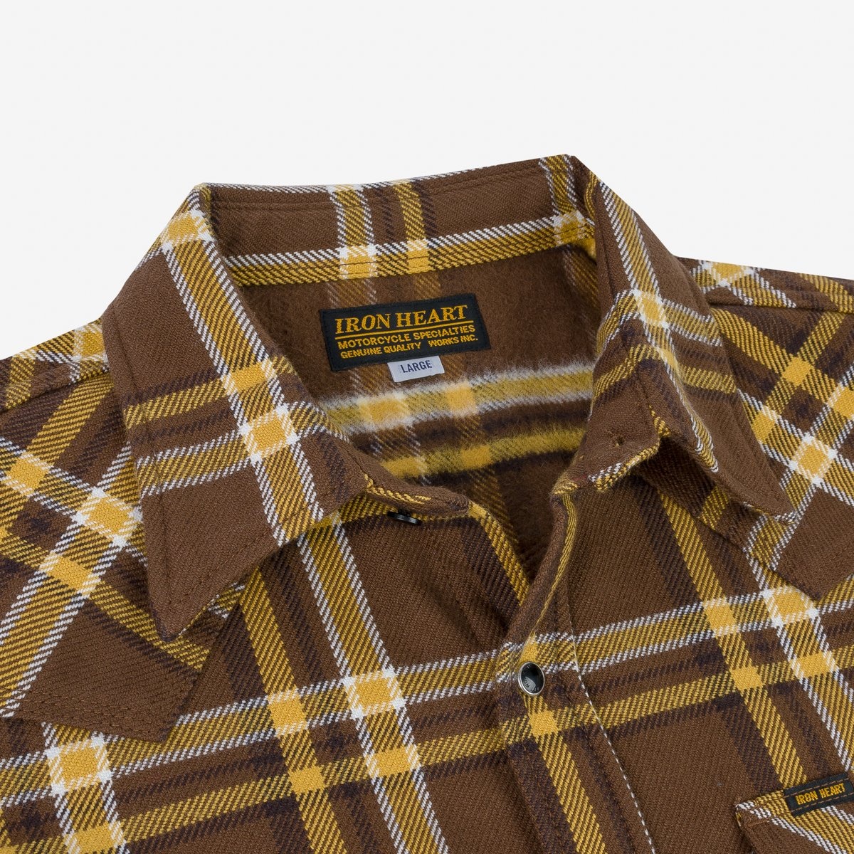 IHSH-372-BRN Ultra Heavy Flannel Crazy Check Western Shirt - Brown - 9