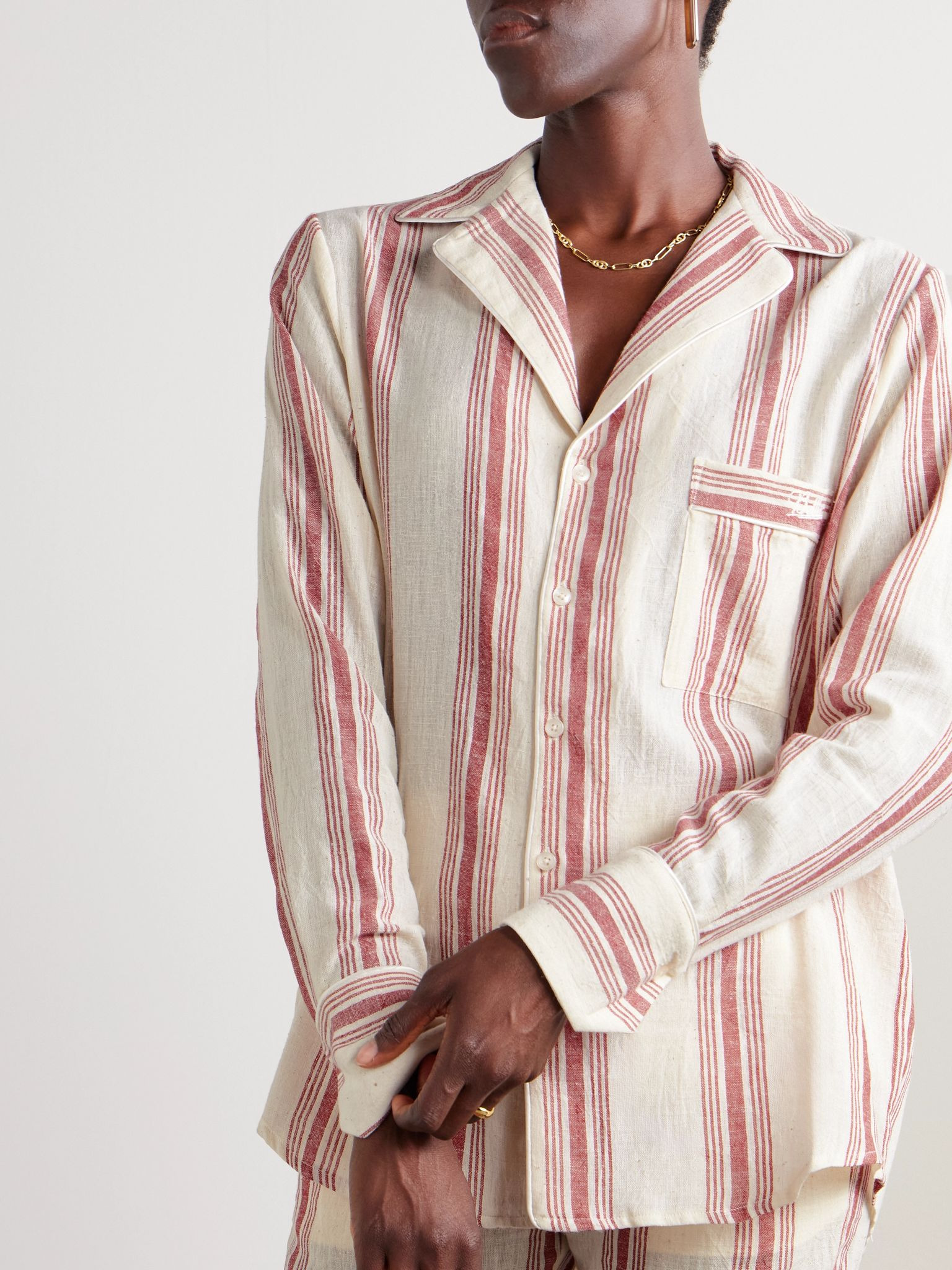 Embroidered striped organic cotton shirt Multi - 3