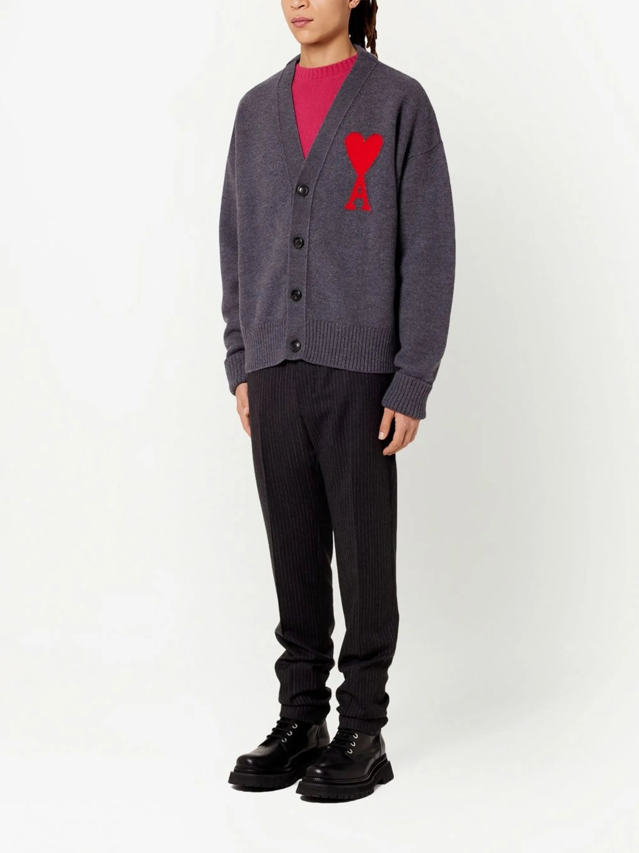 Ami Logo-intarsia Wool Cardigan - 4