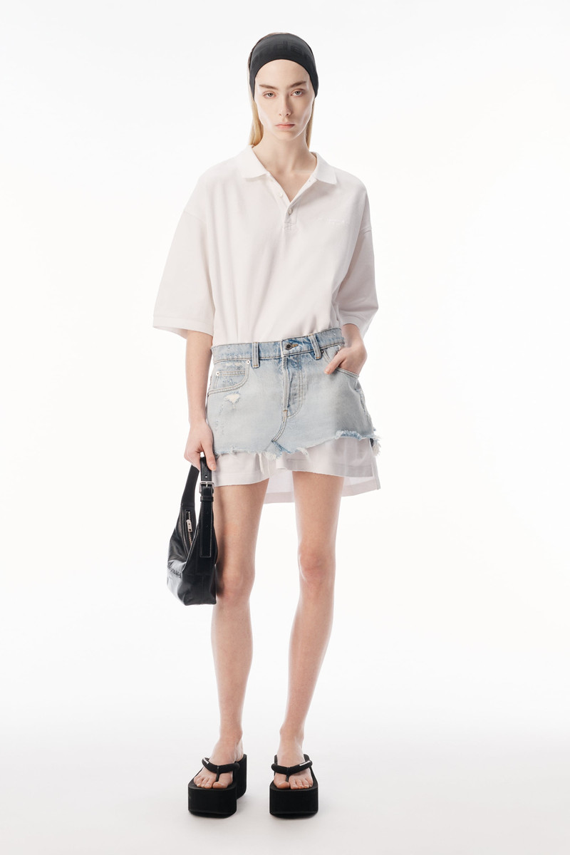 Alexander Wang Layered Polo Mini Dress with Reconstructed Denim Skirt outlook