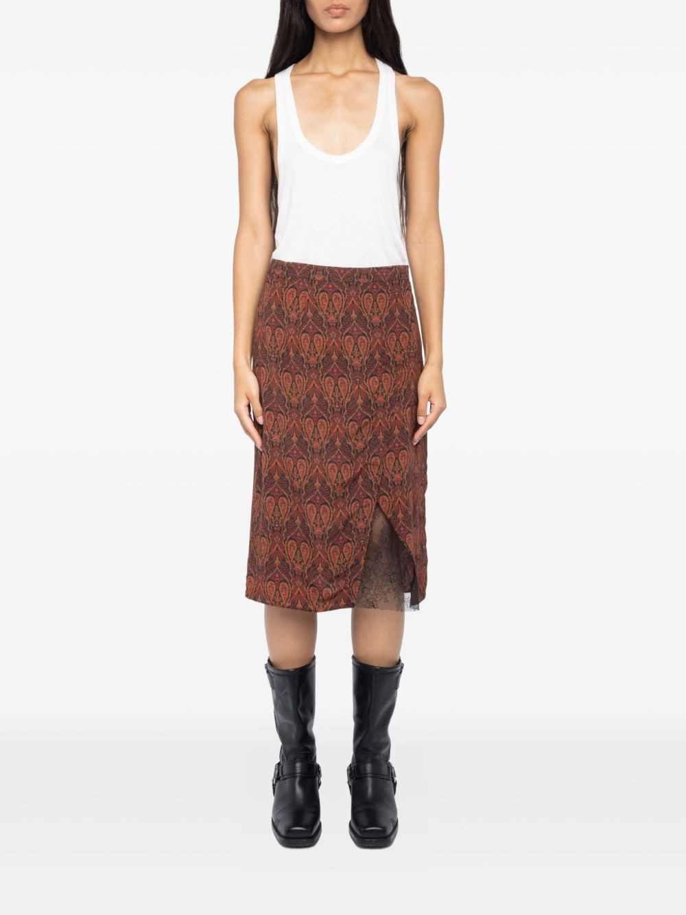 paisley-print straight skirt - 2