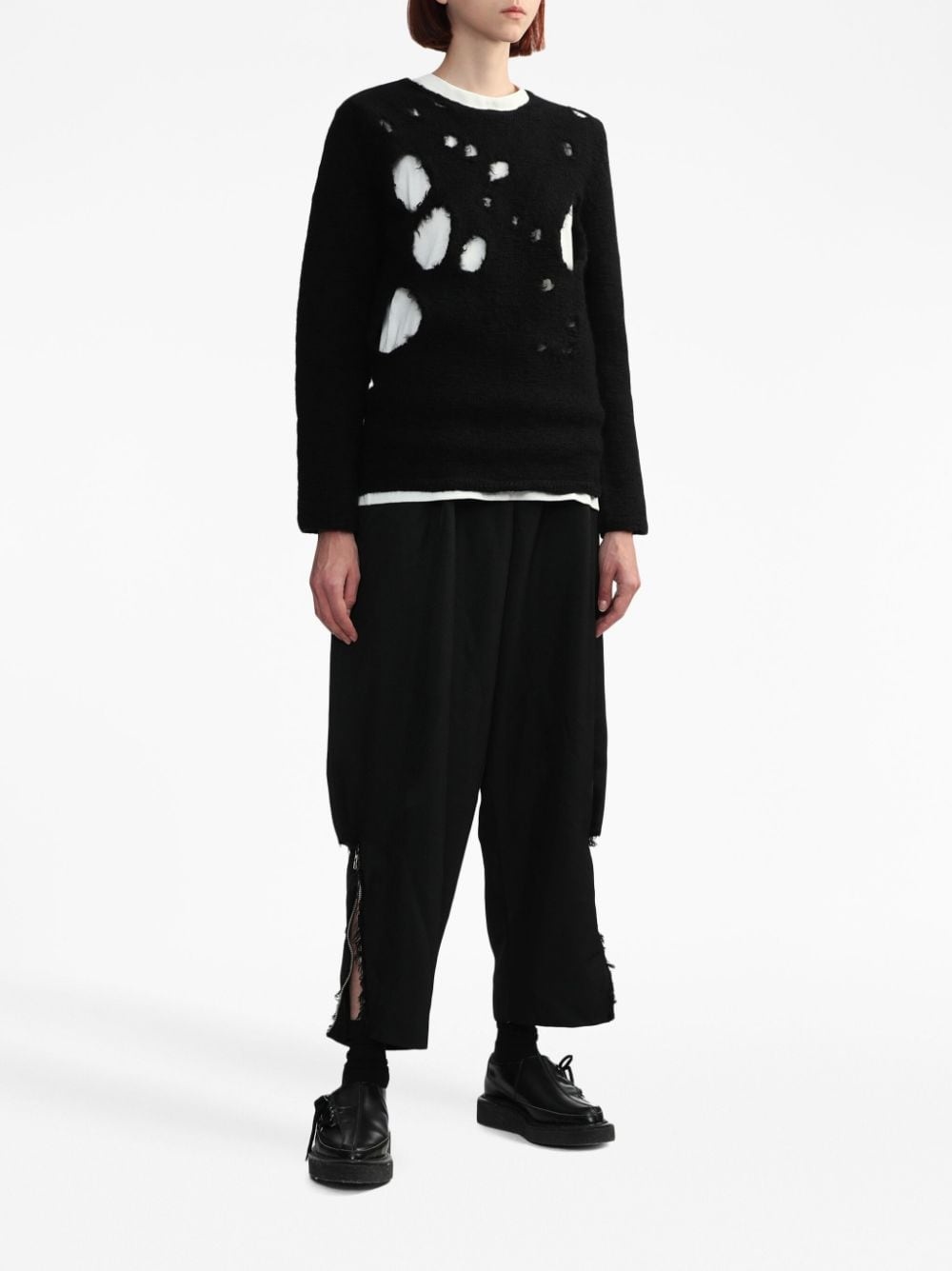 distressed-effect wool jumper - 2